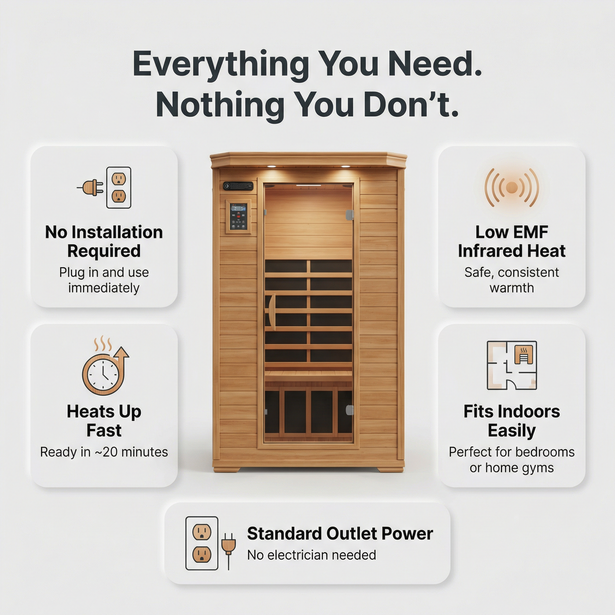 Barcelona 1–2 Person Infrared Sauna - Ready to Use at Home in Under 2 Hours