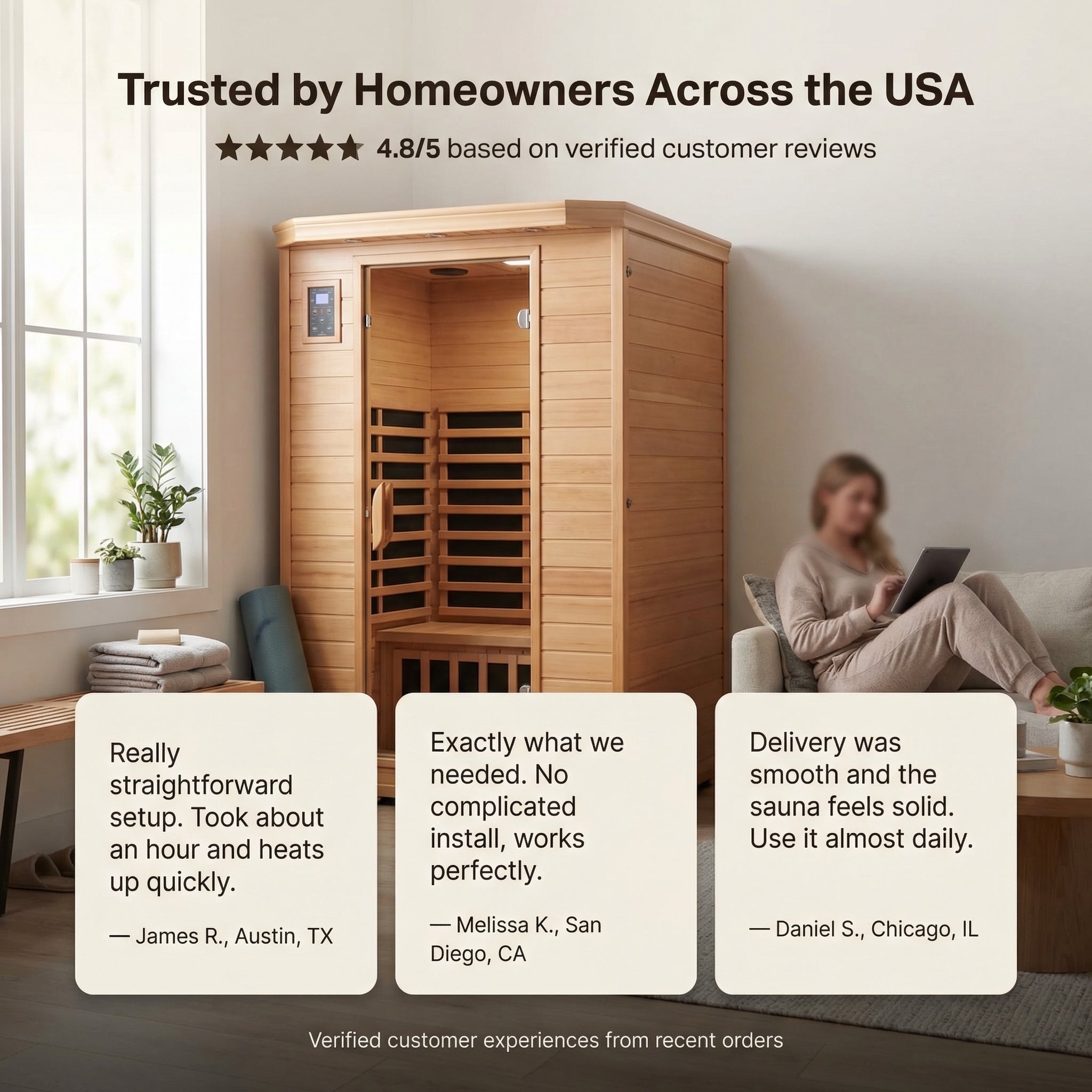 Barcelona 1–2 Person Infrared Sauna - Ready to Use at Home in Under 2 Hours